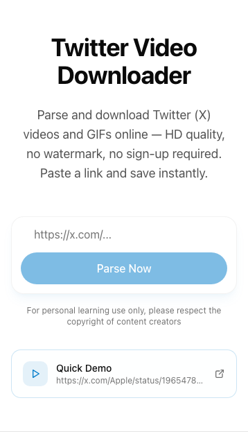 TwitterXZ mobile input for pasting a public post link